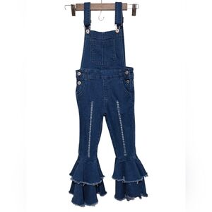 Denim Overalls with Ruffle Hem